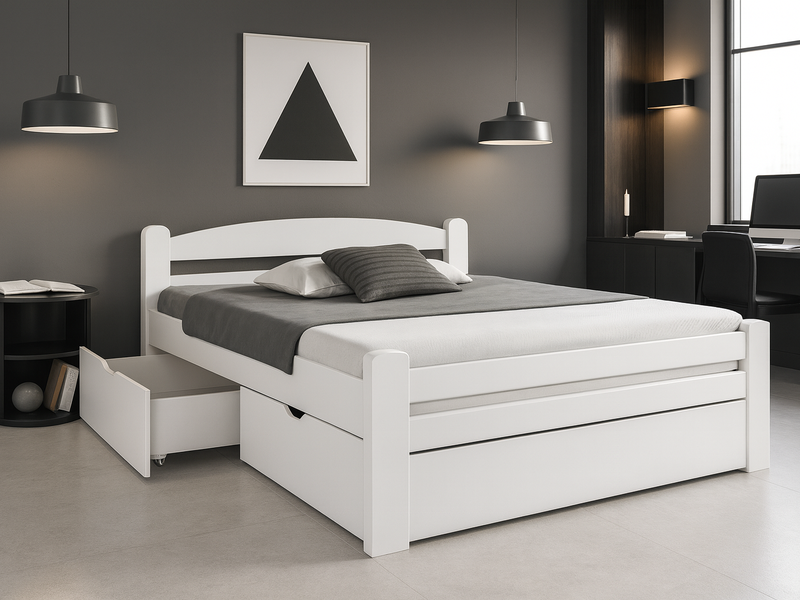 Дрвен кревет К-4 бел